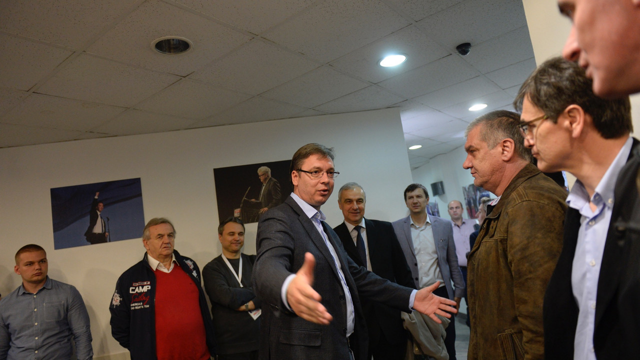 Aleksandar Vučić u izbornom štabu SNS