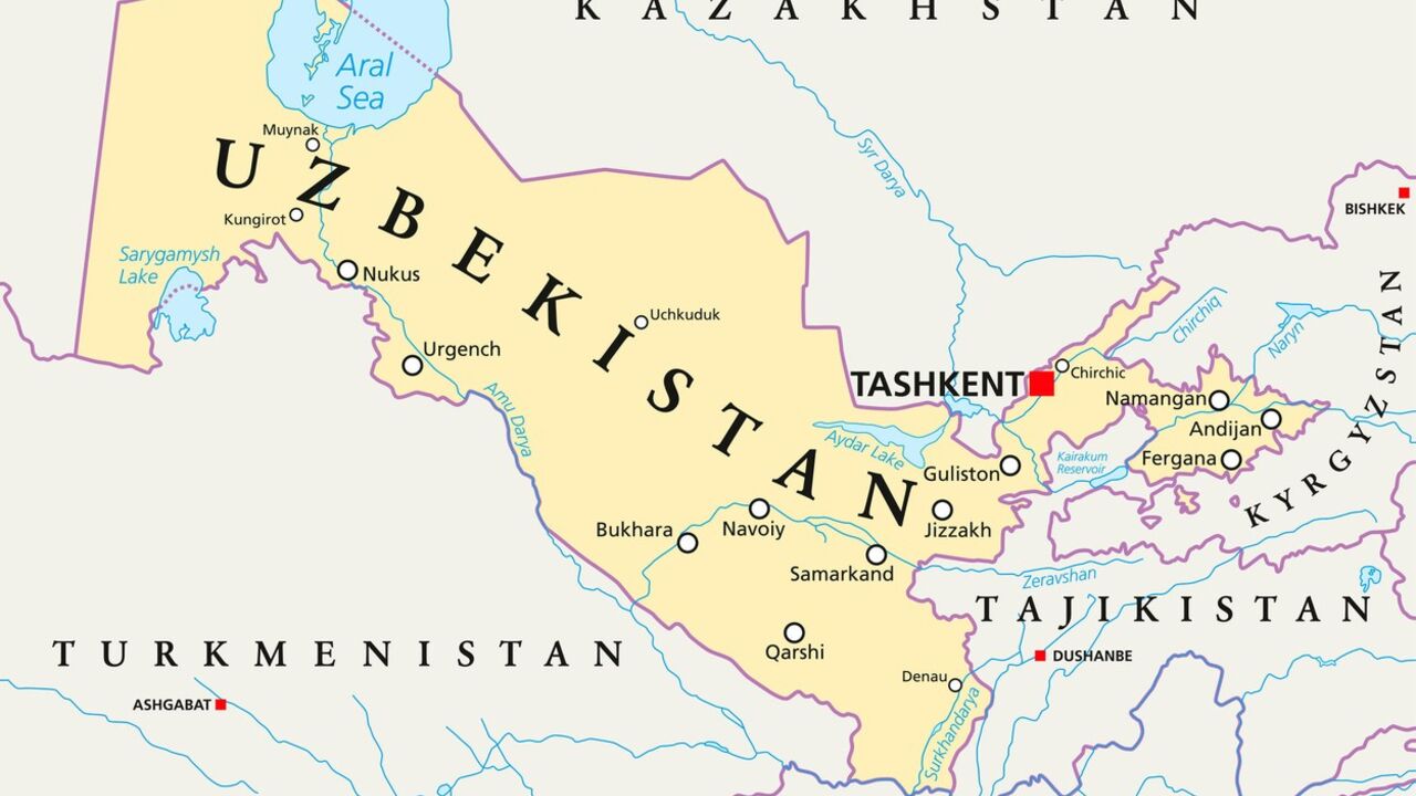 Mapa Uzbekistana