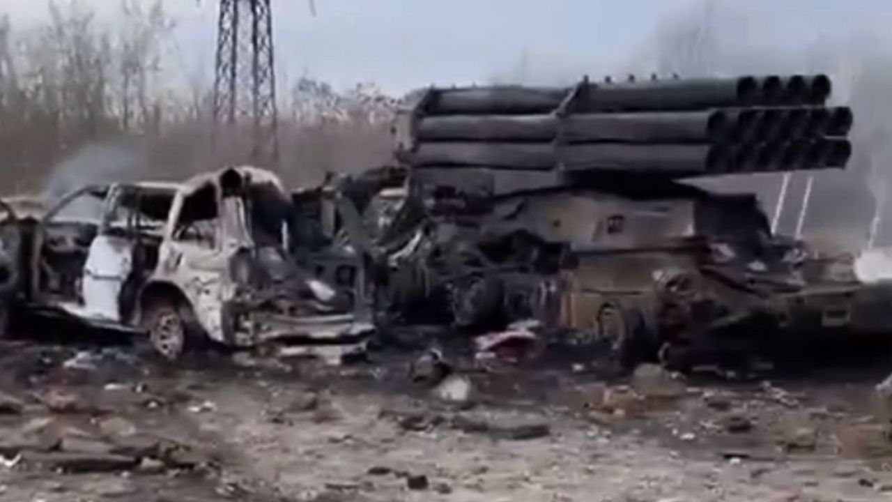 uništeni ukrajinski teški raketni bacači BM-27 Uragan
