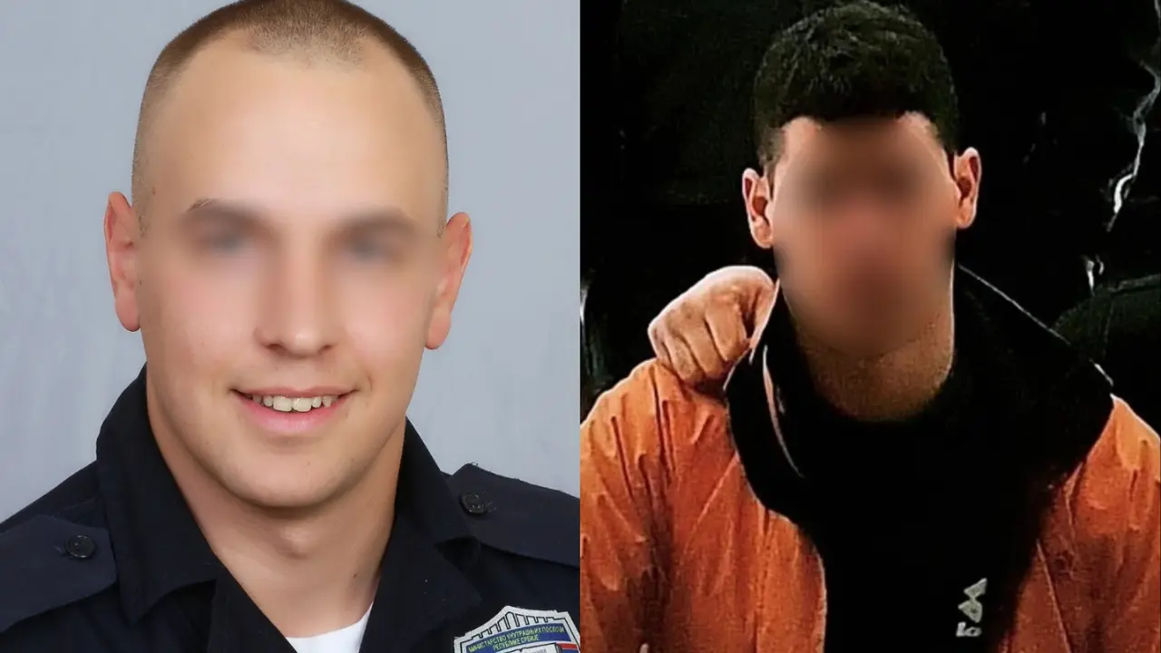 Povređeni policajac iz Mionice i napadač 