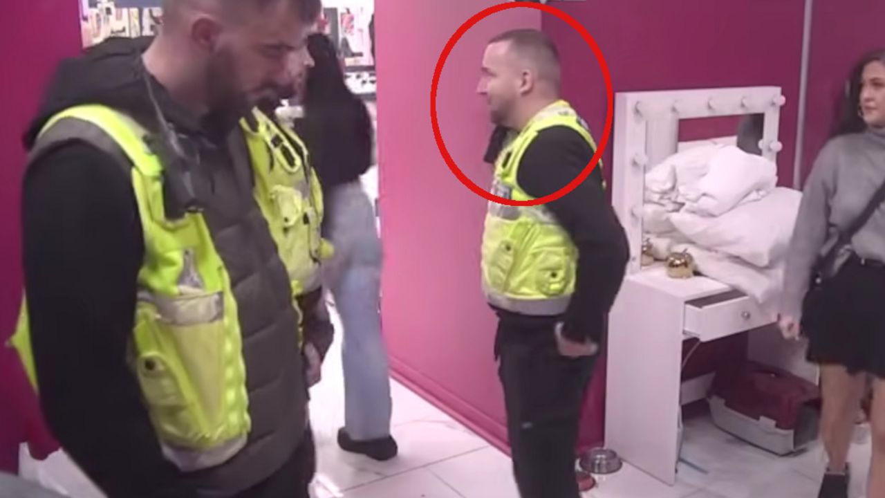 Član obezbeđenja se smeje zbog svađe devojaka u Eliti 9