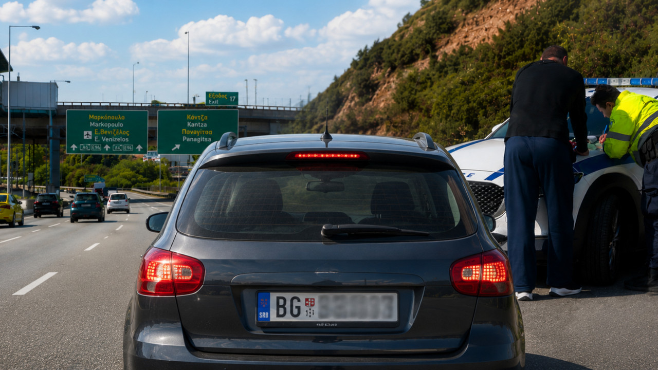 Auto-put kroz Grčku, saobraćajna policija