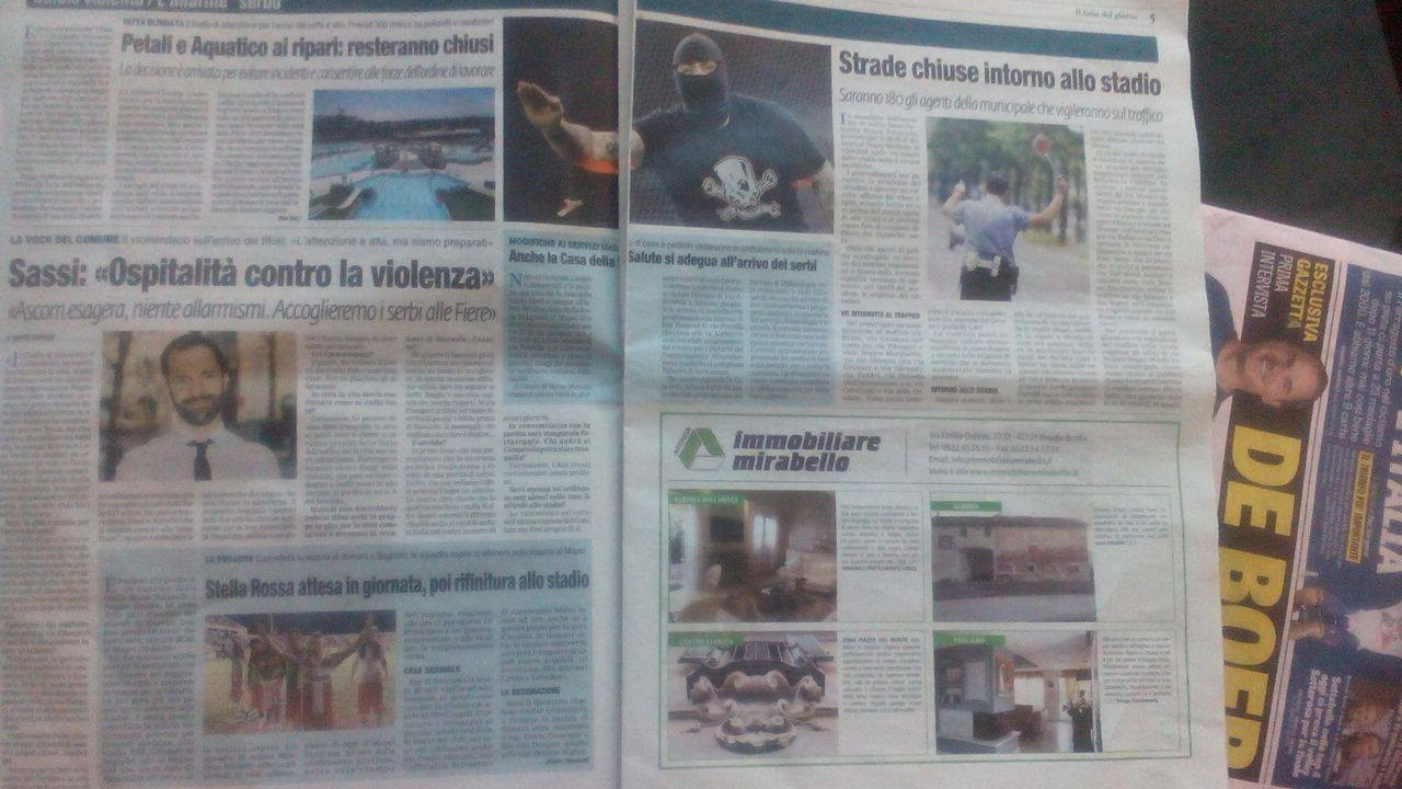 Tekst o huliganima u italijanskim novinama