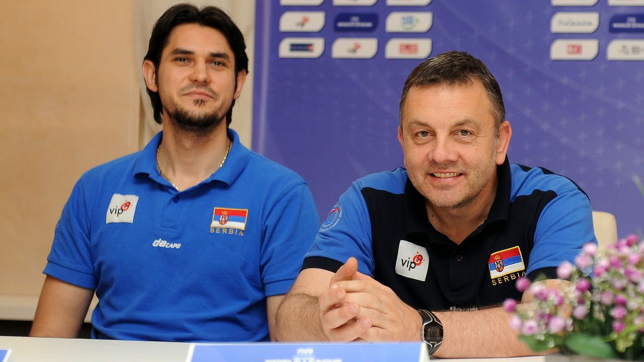Dragan Stanković i Igor Kolaković na konferenciji za novinare uoči poslednjeg vikenda Svetske lige