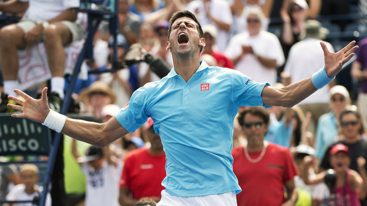 Novak Đoković slavi pobedu protiv Gaela Monfisa u drugom kolu Rodžers kupa