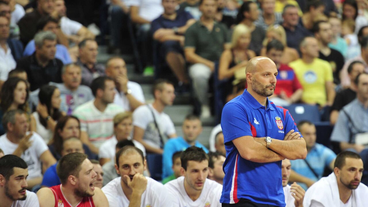 Selektor Aleksandar Đorđević u meču protiv Argentine na turniru "Trofej Beograda" u Beogradskoj areni