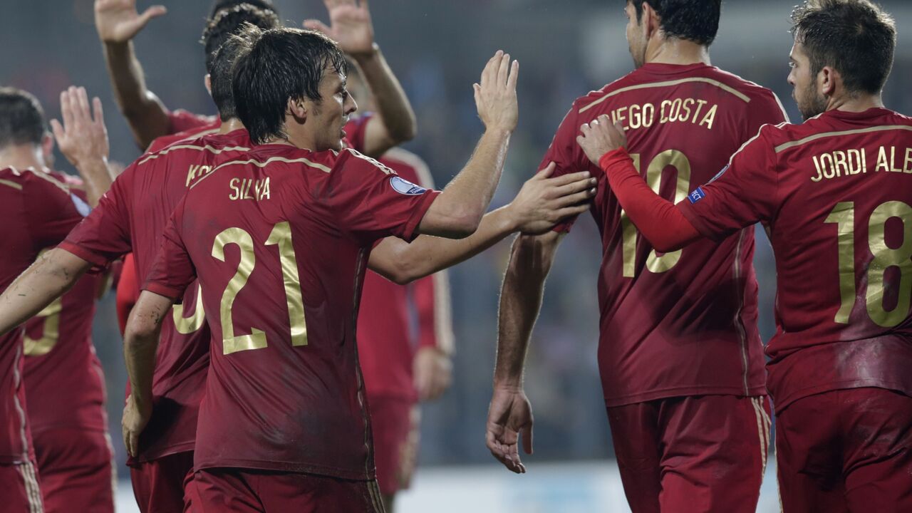 Fudbaleri Španije slave gol u trećem kolu kvalifikacija za EURO 2016.