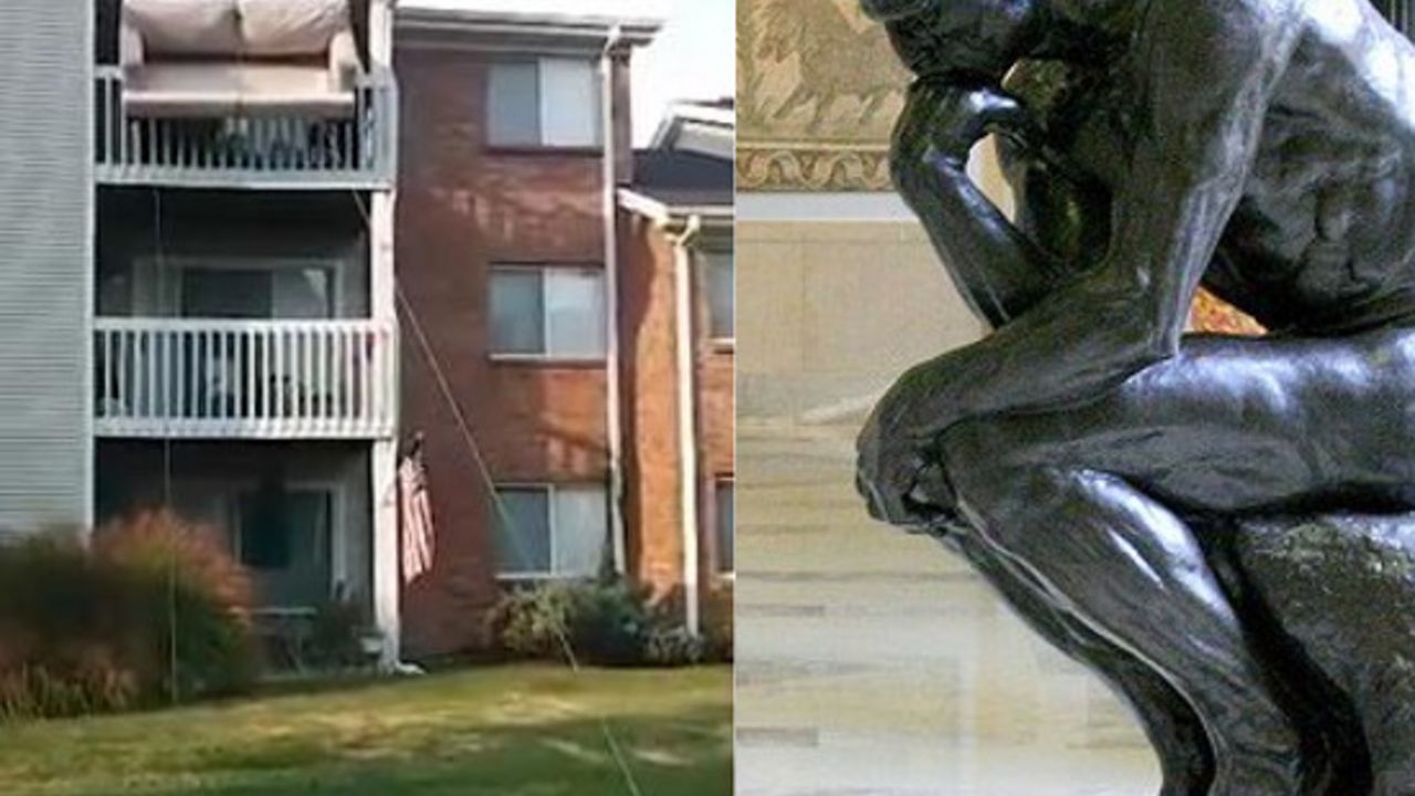 Statua Mislilac / Krevet spuštaju kroz prozor