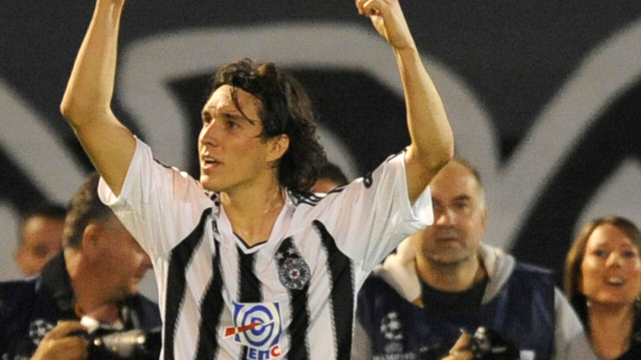 Kleo proslavlja gol na meču Partizan - Arsenal