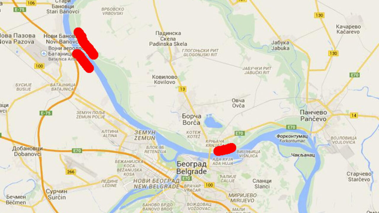 Mapa Beograda sa lokacijama nove luke