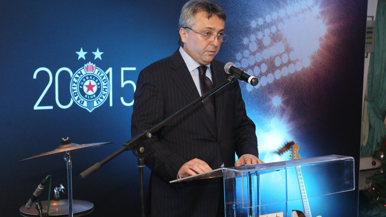Zoran Popović govori na Novogodišnjem koktelu FK Partizan
