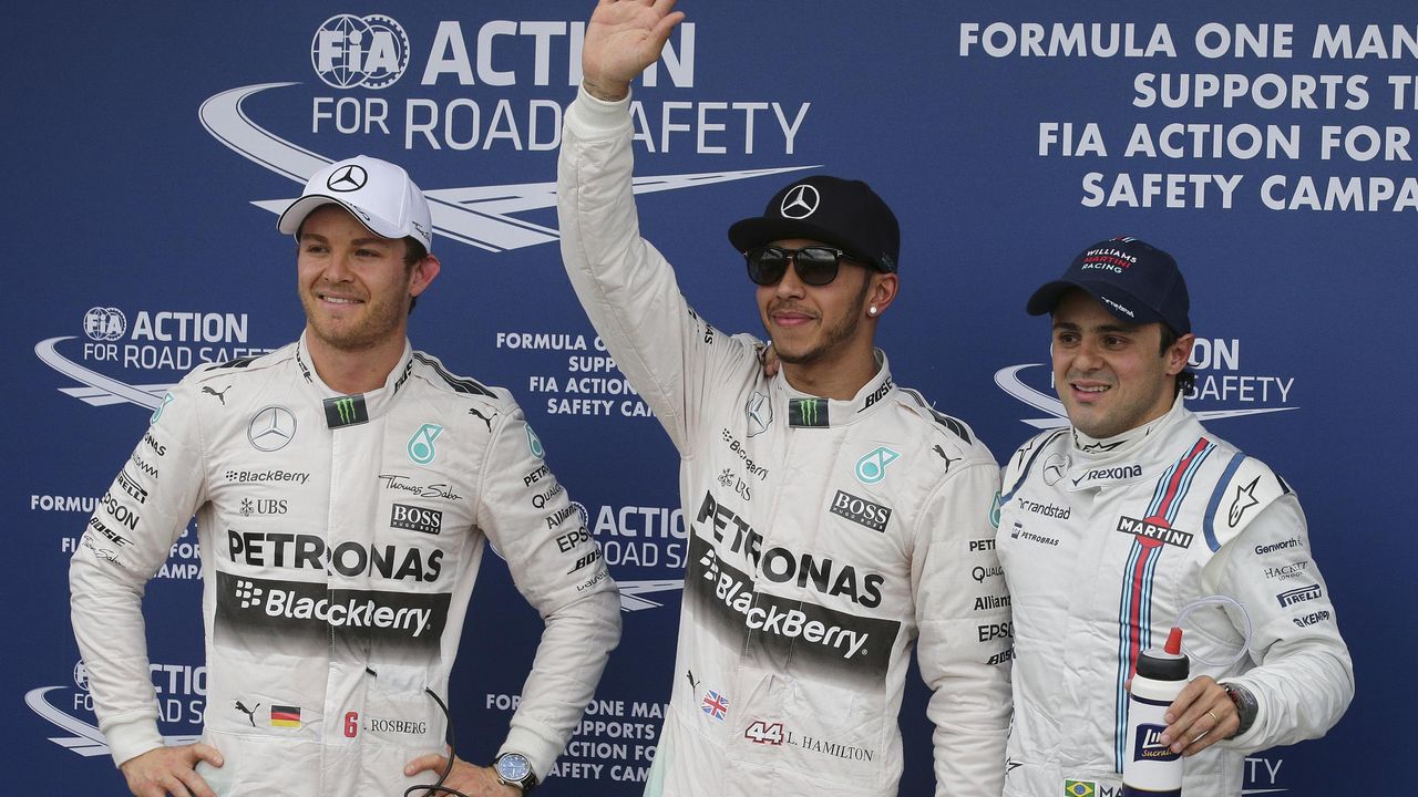 Niko Rozberg, Luis Hamilton i Felipe Masa posle kvalifikacija za VN Australije