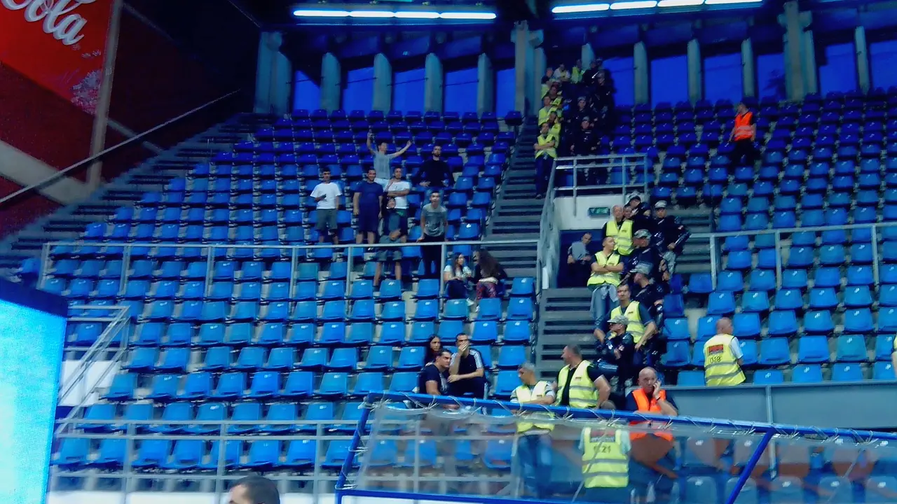 Navijači Partizana u sektoru D hale Pionir 