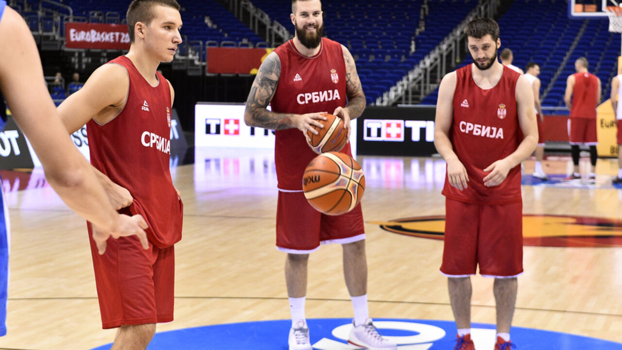 Stefan Marković na treningu Srbije sa Raduljicom i Bogdanovićem