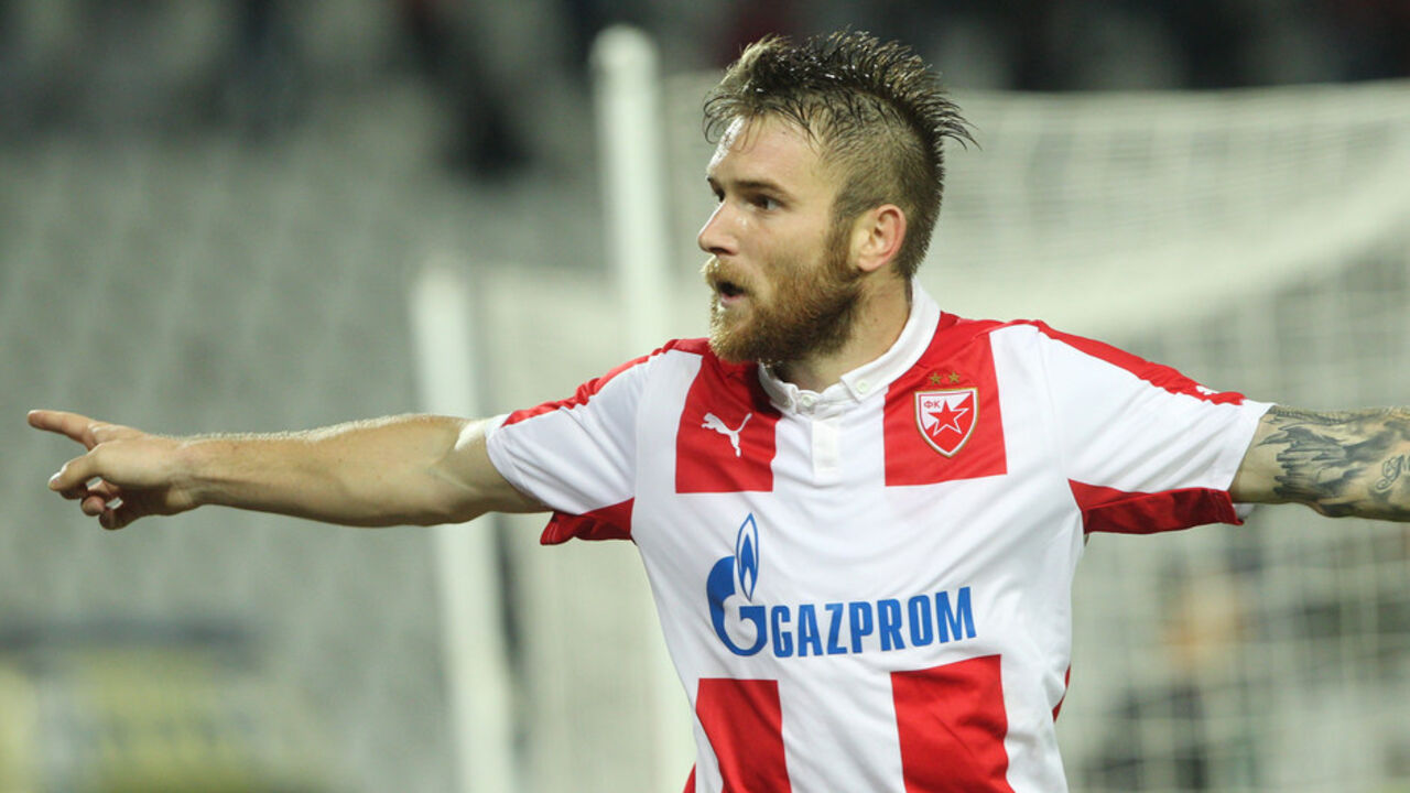 Aleksandar Katai slavi gol na meču Crvena zvezda - Novi Pazar