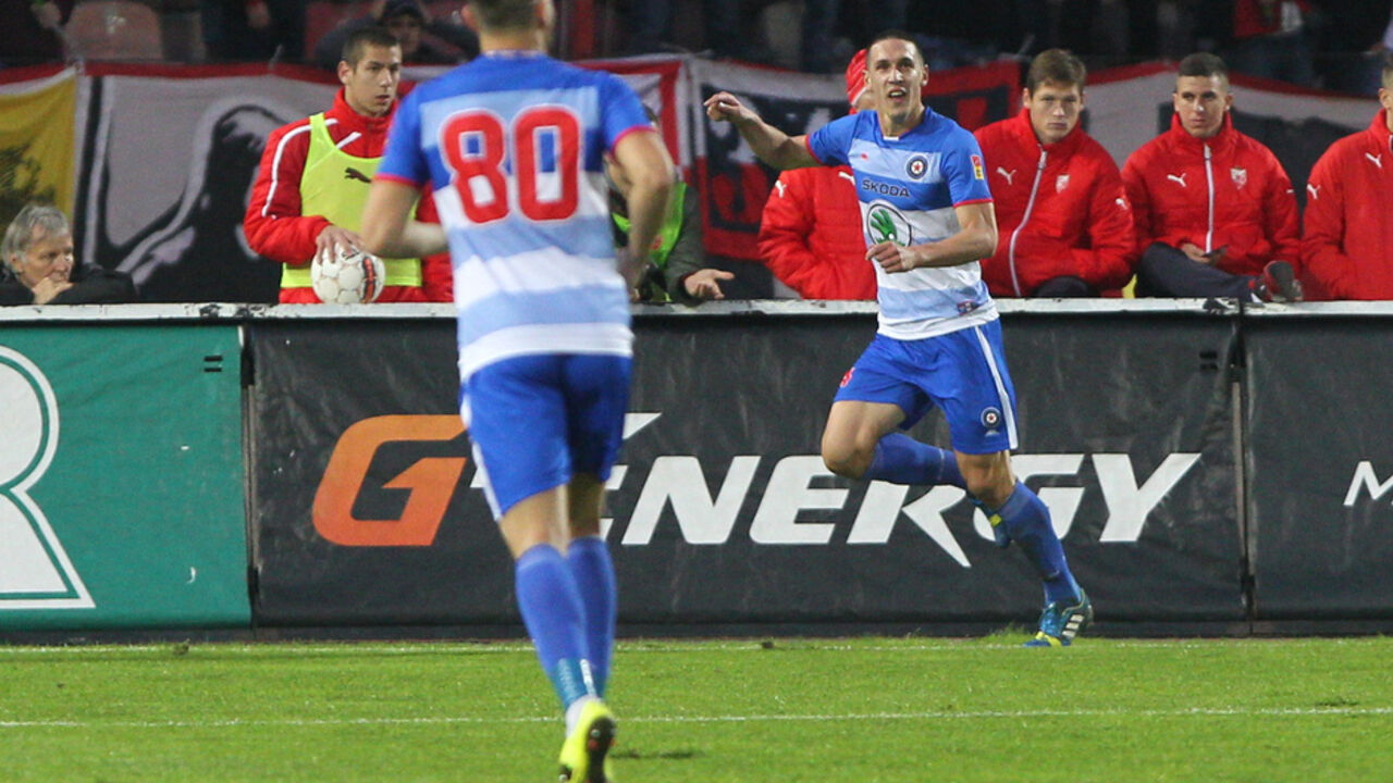Srđan Vujaklija slavi gol u meču protiv Crvene zvezde