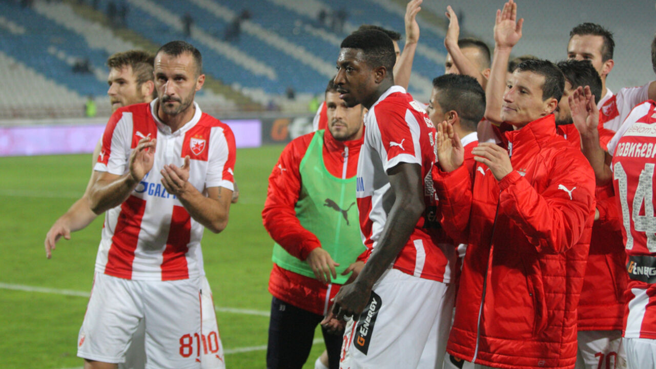 Mičel Donald i fudbaleri Crvene zvezde posle pobede nad Borcem