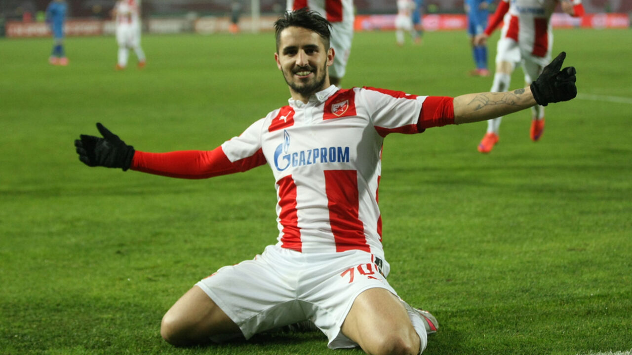 Hugo Vijeira slavi gol u meču Crvena zvezda - Radnik