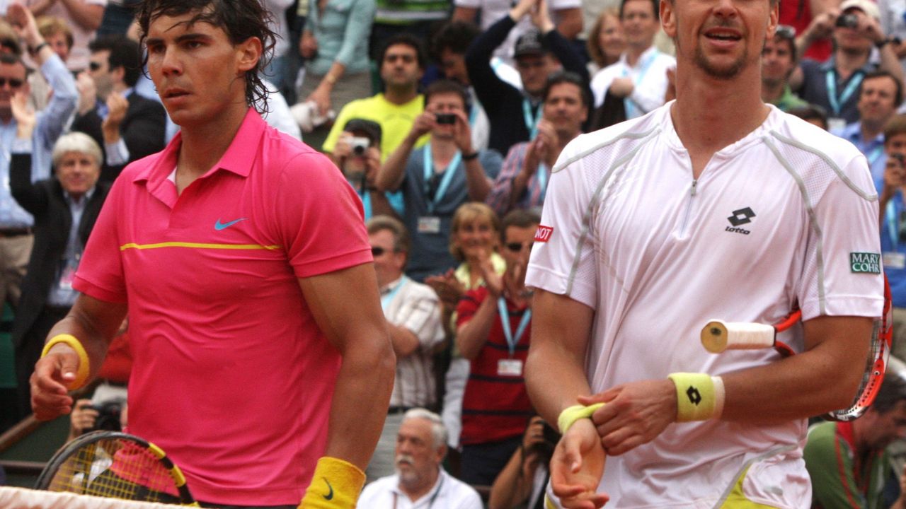 Robin Soderling i Rafael Nadal posle osmine finala Rolan Garosa 2009. godine