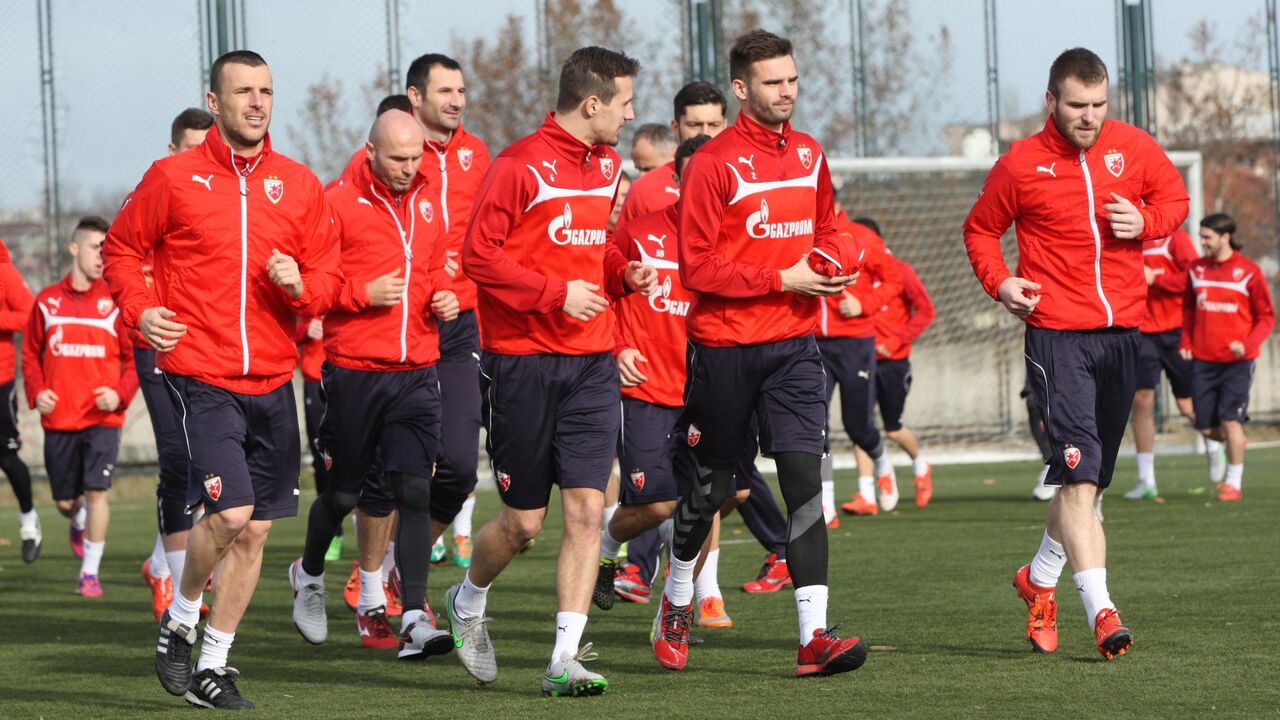 Vukašin Jovanović i saigrači na treningu Crvene zvezde