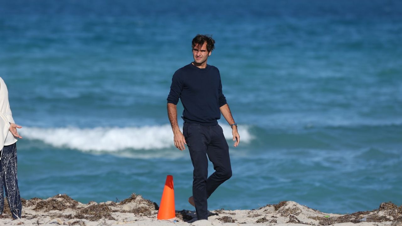 Rodžer Federer na plaži u Majamiju