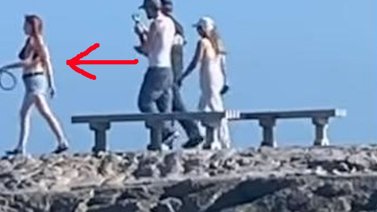Devojka vodi psa robota na povocu