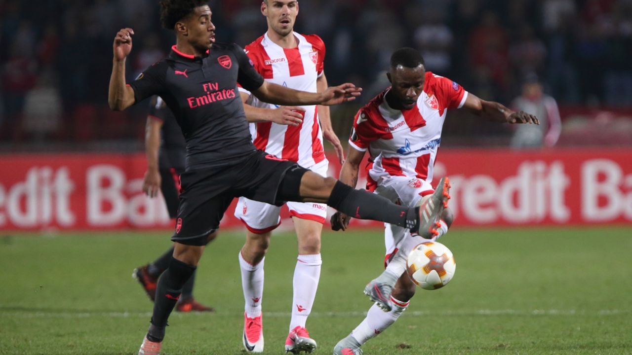 Marko Gobeljić i Gelor Kanga na meču sa Arsenalom